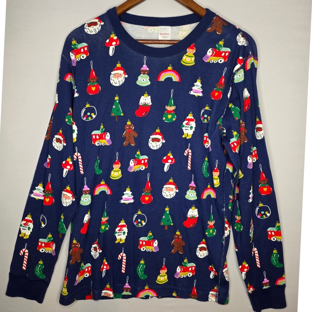 Hanna Andersson Women's Large Holiday Print Long John Pajama Top Organic Cotton